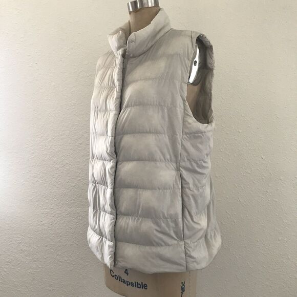 Uniqlo Beige Neutral Ultra Light Down Full Zip Womens Puffer Sleeveless Vest - L - Picture 3 of 9
